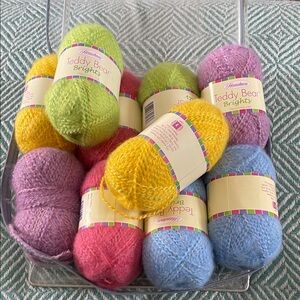Lot of Herrschners Teddy Bear Brights Yarn.